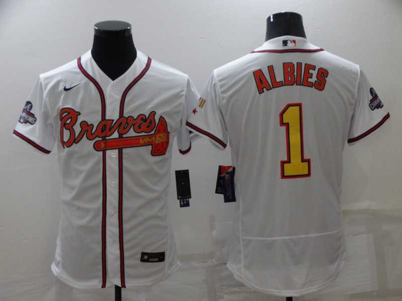 Braves 1 Ozzie Albies White 2022 Gold Program Flexbase Jersey,We sell and wholesale Braves 1 Ozzie Albies White 2022 Gold Program Flexbase Jersey on line form chian!